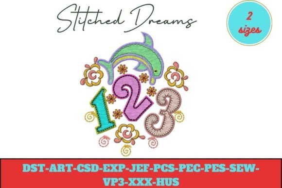Numbers Dolphin Embroidery